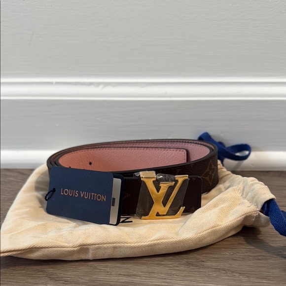 Authentic Louis Vuitton Brown and pink Belt with Gold Hardware - Picture 1 of 5